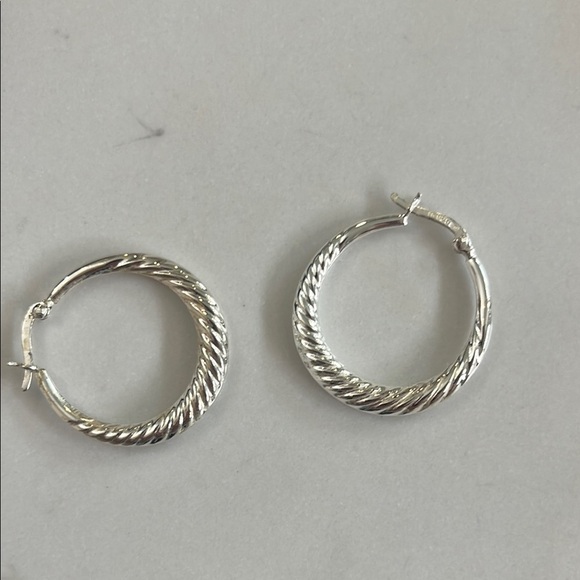 INC International Concepts Silver Twisted Hoop Earrings - Picture 1 of 2